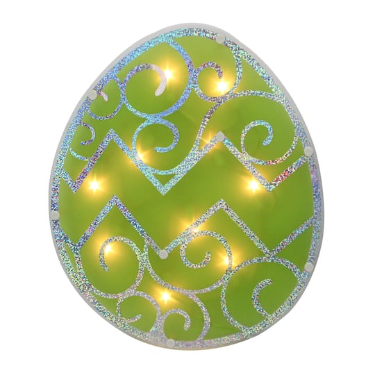 12&#x22; Lighted Green Easter Egg Window Silhouette Decoration